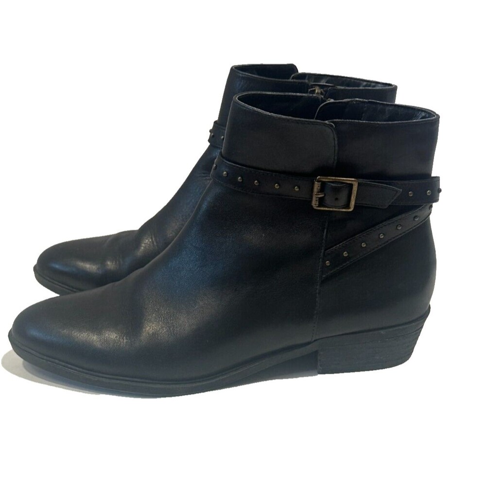 Ralph Lauren Shaw Ankle Boots Size 9.5 Women's Black Studded Leather Bootie